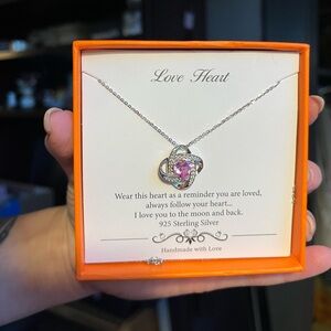 NEW Sterling Silver Pink Heart Pendant Necklace - Love Heart
